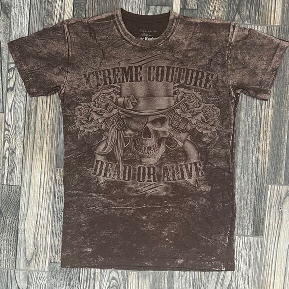 🔥☠️ Y2K XTREME COUTURE Affliction Style Skull Graphic Tee Men Size Large - EUC - Picture 2 of 9